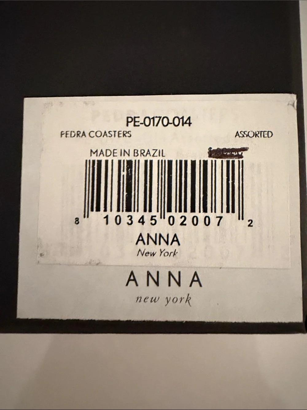 Stone coasters by Anna. Assorted made in Brazil